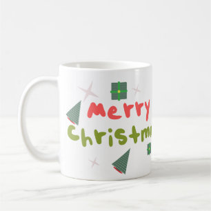 Groovy Merry Christmas Tree Bubble Letters Coffee Mug