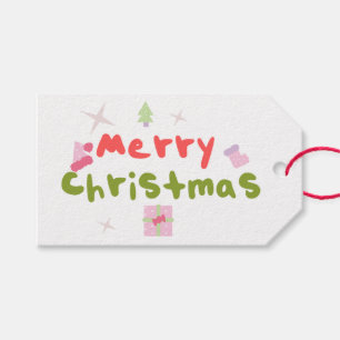 Groovy Merry Christmas Tree Bubble Letters    Gift Tags