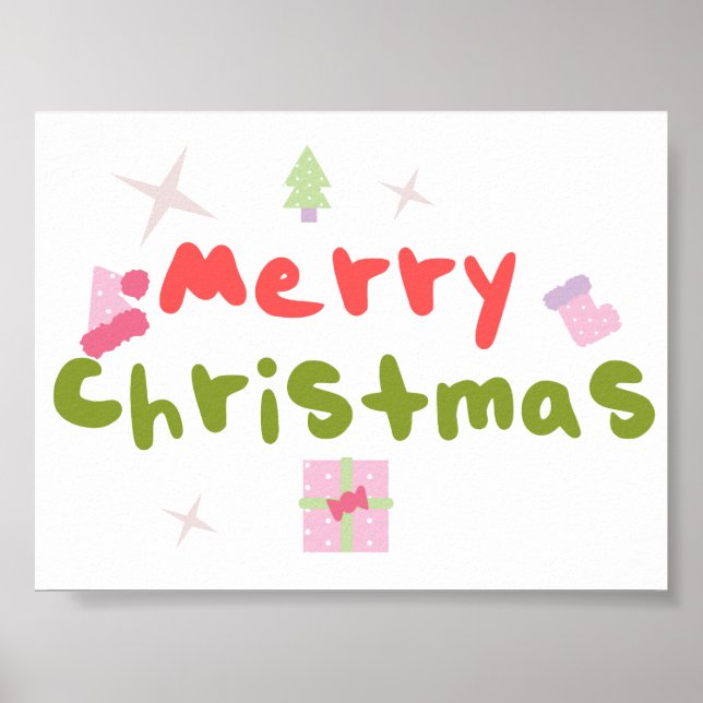 Groovy Merry Christmas Tree Bubble Letters     Poster (Front)