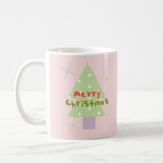 Groovy Merry Christmas Tree  Coffee Mug (Left)