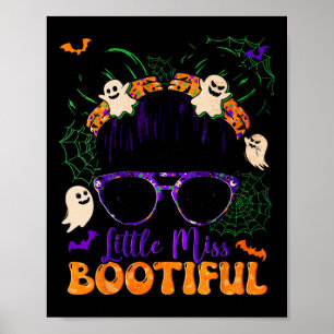 Groovy Messy Bun Bootiful Halloween Boo Ghost Girl Poster