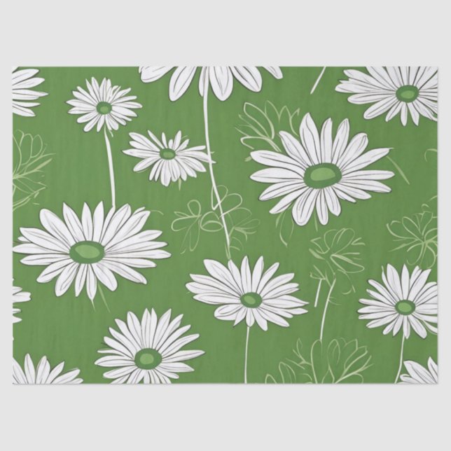 Groovy Mid Century Modern Daisy Floraal  Tissue Paper (Front)
