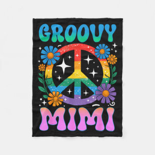 Groovy Mimi Floral Hipe Funny Mother's Day Mom Wom Fleece Blanket