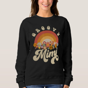 Groovy Mimi Retro Rainbow Colourful Flowers Grandm Sweatshirt