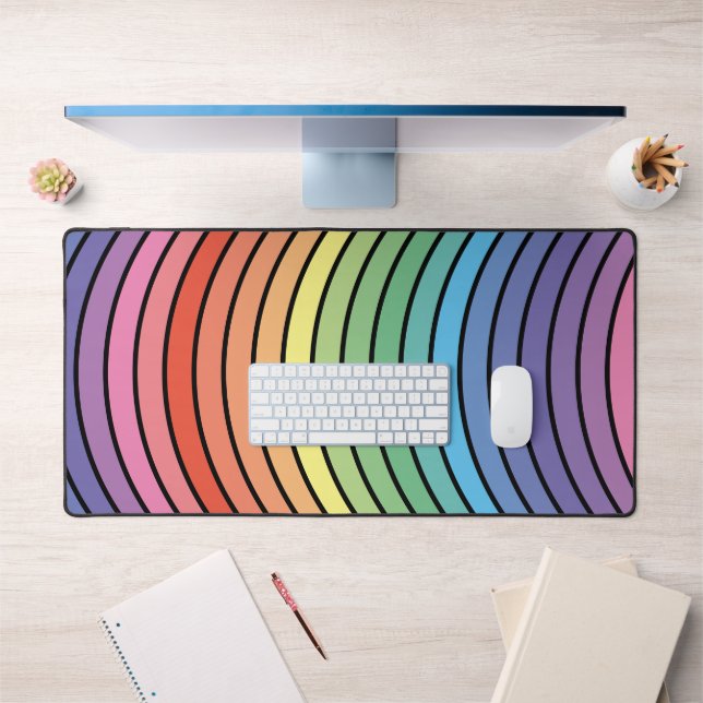 Groovy Mod Colourful Funky Retro Abstract Rainbow Desk Mat (Office 1)