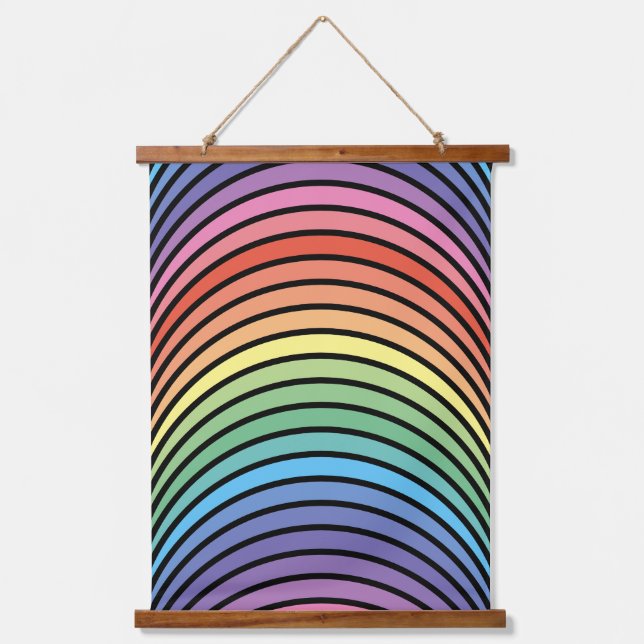 Groovy Mod Colourful Funky Retro Abstract Rainbow Hanging Tapestry (Front)