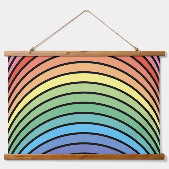 Groovy Mod Colourful Funky Retro Abstract Rainbow Hanging Tapestry (Front)