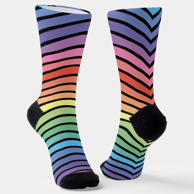 Groovy Mod Colourful Funky Retro Abstract Rainbow Socks (Angled)