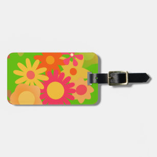 groovy mod floral luggage tag