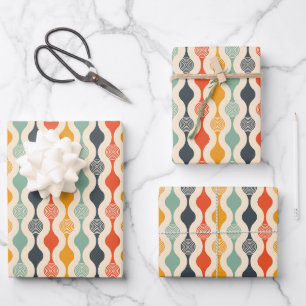 Groovy Mod Stripe Pattern Wrapping Paper Sheet