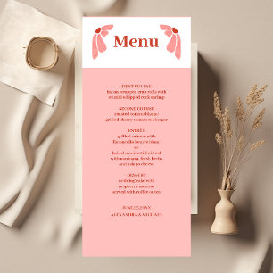Groovy modern pink daisy wedding menu