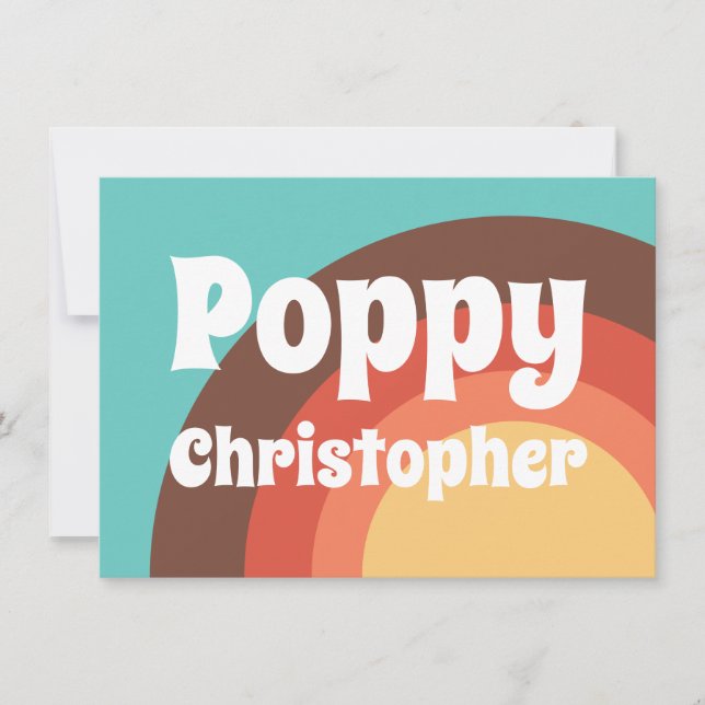 Groovy Modern Retro Colourful Curves Personalized Card (Front)