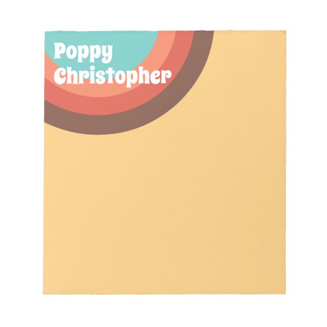 Groovy Modern Retro Colourful Curves Personalized Notepad (Front)