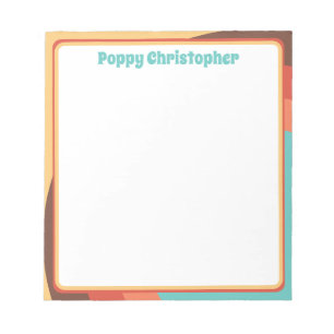 Groovy Modern Retro Colourful Curves Personalized Notepad