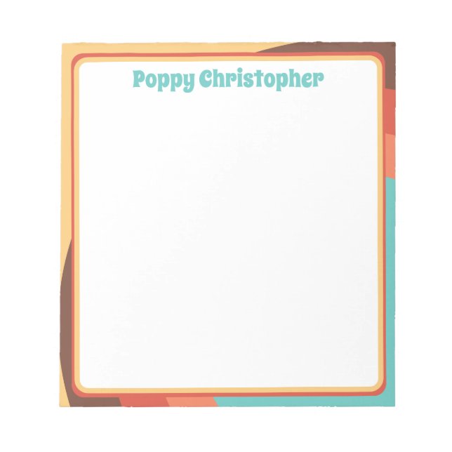 Groovy Modern Retro Colourful Curves Personalized Notepad (Front)