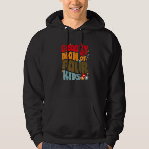 Groovy Mom Of Four Kids Retro Wavy 70s Vintage Mot Hoodie