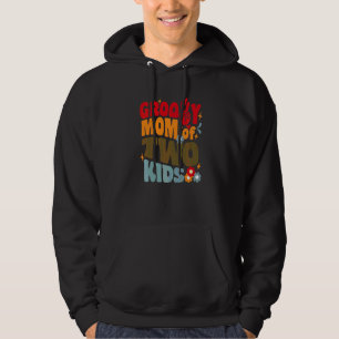 Groovy Mom Of Two Kids Retro Wavy 70s Vintage Moth Hoodie