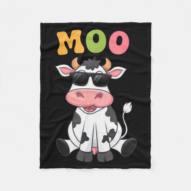 Groovy Moo Cow - Funny Farmer Cow Men Women Kids B Fleece Blanket (Front)