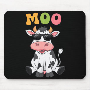 Groovy Moo Cow - Funny Farmer Cow Men Women Kids B Mouse Pad