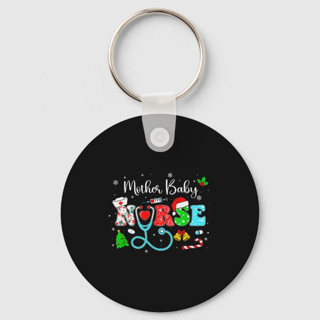 Groovy Mother Baby Nurse Christmas Matching Xmas N Keychain (Front)