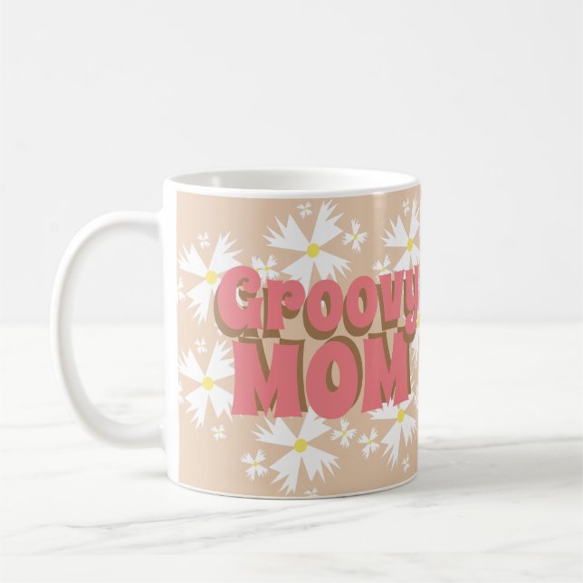 Groovy Mother's Day Mom Daisy Photo    Coffee Mug (Left)
