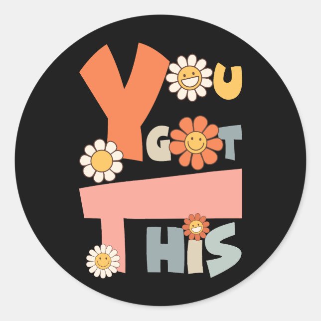 Groovy Motivational Testing Day Teacher Student Yo Classic Round Sticker (Front)