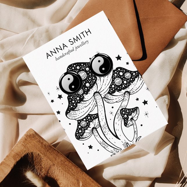 Groovy Mushroom Trippy Retro Earring Display Busin Business Card (Creator Uploaded)