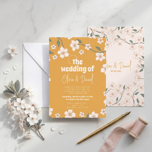 Groovy Mustard Floral Wedding Invitation