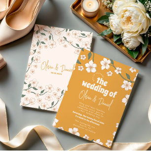 Groovy Mustard Floral Wedding Invitation
