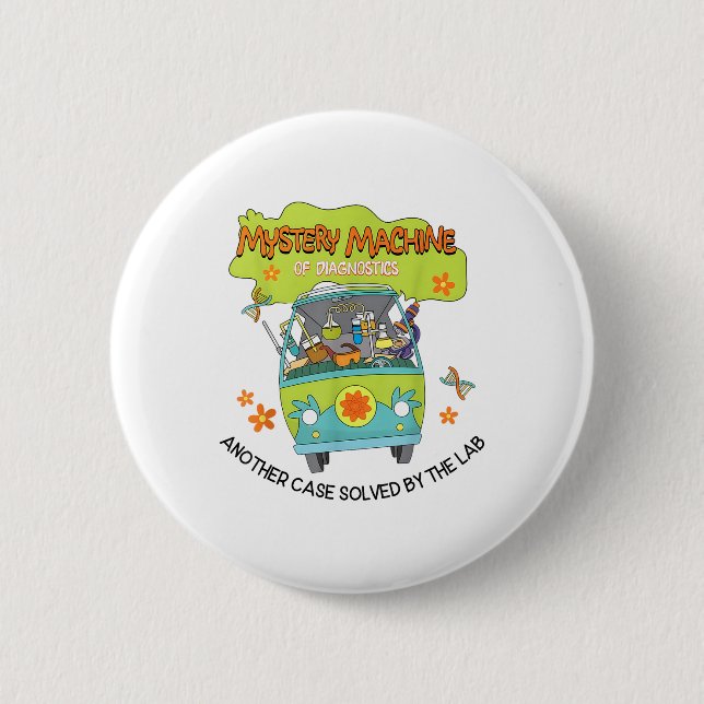 Groovy Mystery Machine Of Diagnostics Lab Tech Lab 2 Inch Round Button (Front)