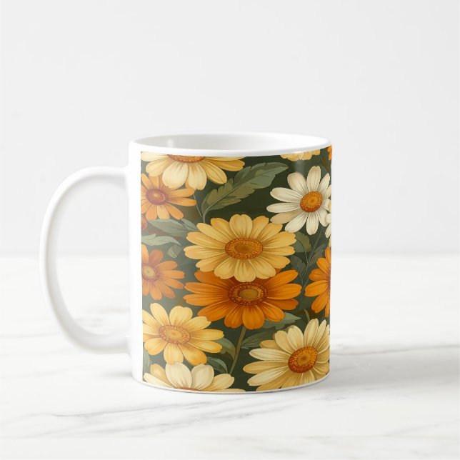 Groovy Nana Retro Floral Split Font Gift Coffee Mug (Left)