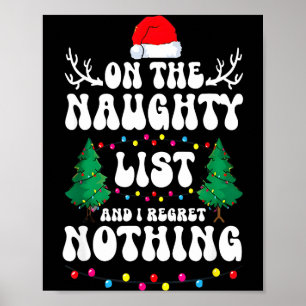 Groovy Naughty List Christmas Xmas Santa Mens Wome Poster