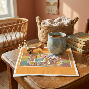 Groovy New Baby on the Way Retro Sunshine  Napkin