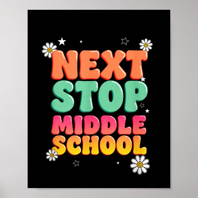 Groovy next stop middle school retro graduation poster (Front)