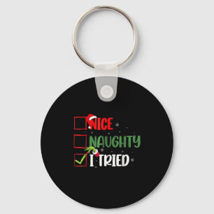 Groovy Nice Naughty I Tried Christmas 2024 Santa C Keychain