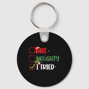 Groovy Nice Naughty I Tried Christmas 2024 Santa C Keychain