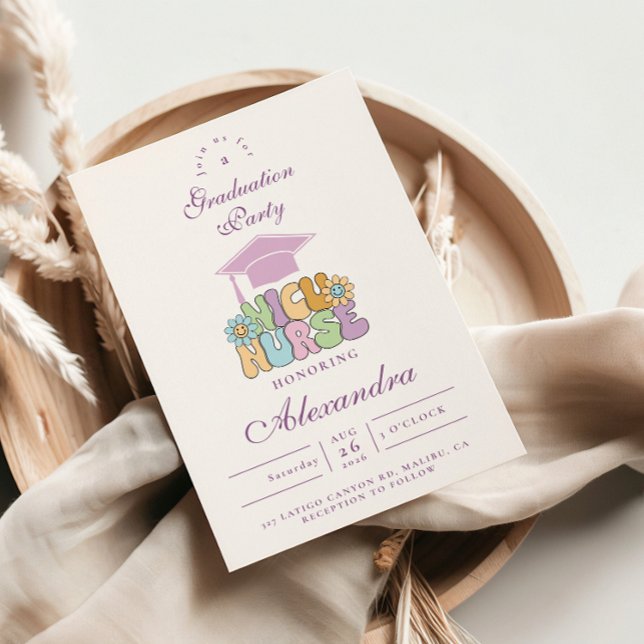 Groovy NICU Nurse Graduation Party Invitation (Creator Uploaded)