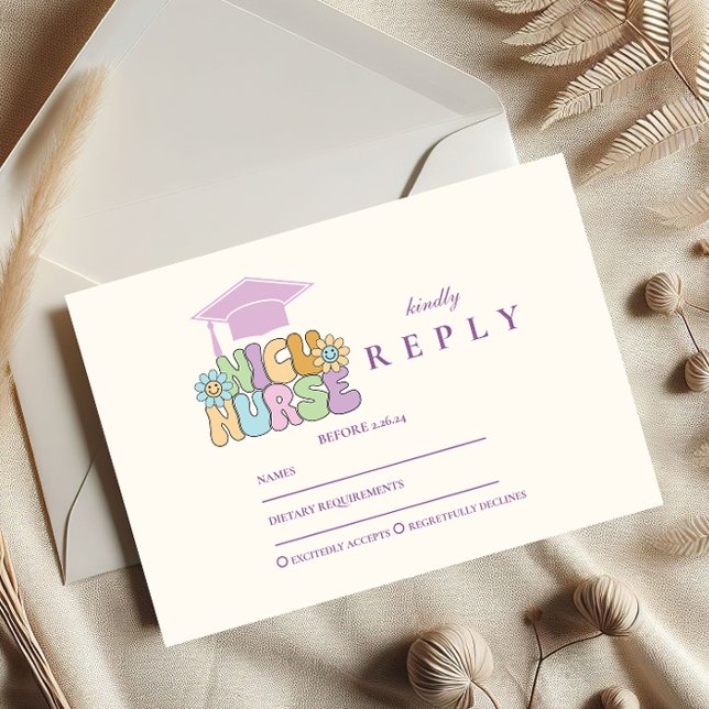Groovy NICU Nurse Graduation Party RSVP Card (Creator Uploaded)