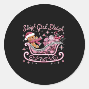 Groovy Nk Christmas Candy Sleigh Girl Gingerbread Classic Round Sticker