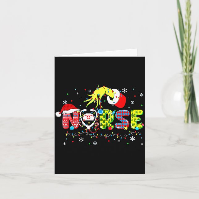 Groovy Nurse Christmas Xmas Santa Rn Cna Icu Scurb Card (Front)