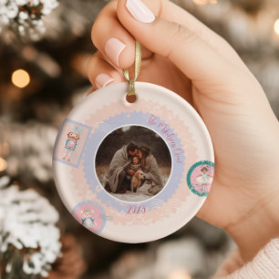 Groovy Nutcracker Retro Pastel Christmas Ceramic Ornament