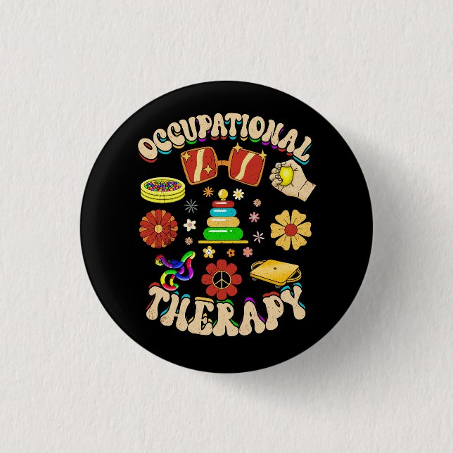 Groovy Occupational Therapy Ot Therapist Ot Month  1 Inch Round Button (Front)
