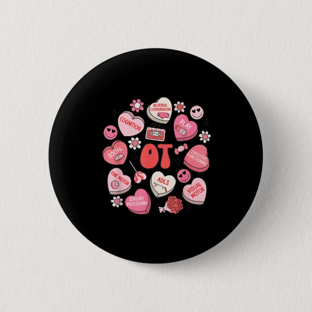 Groovy Occupational Therapy Valentine Ot Conversat 2 Inch Round Button (Front)