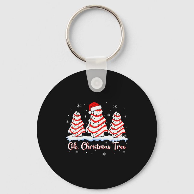 Groovy Oh Christmas Tree Cakes Debbie Beckey Jen C Keychain (Front)