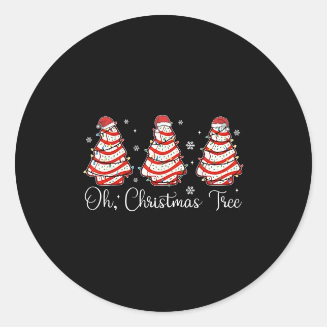 Groovy Oh Christmas Tree Cakes Debbie Becky Jen Ca Classic Round Sticker (Front)