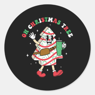 Groovy Oh Christmas Tree Cakes Debbie Becky Jen Ca Classic Round Sticker