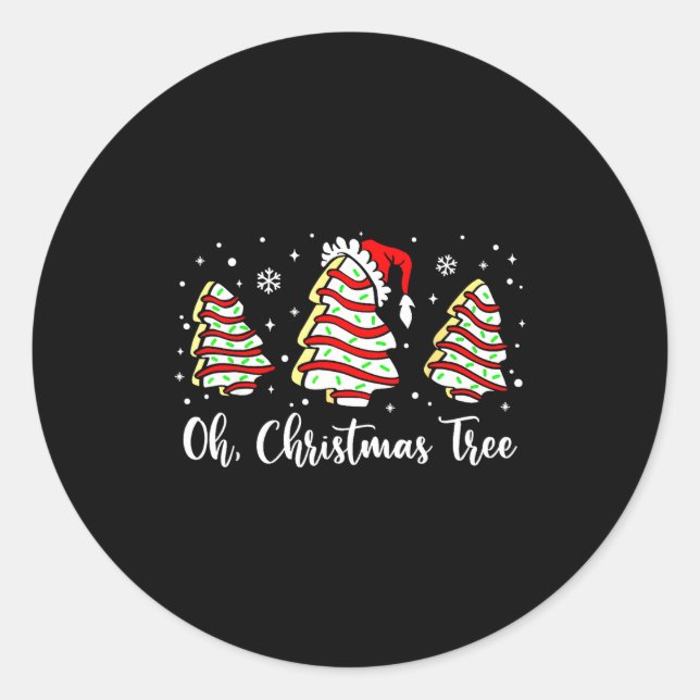 Groovy Oh Christmas Tree Cakes Debbie Becky Jen Ca Classic Round Sticker (Front)