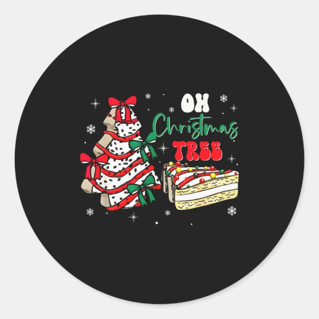 Groovy Oh Christmas Tree Cakes Debbie Becky Jen Ca Classic Round Sticker (Front)