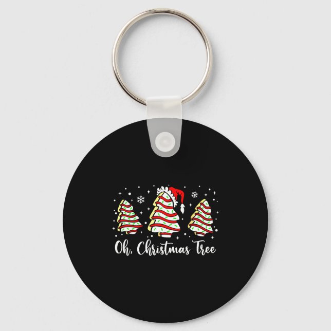 Groovy Oh Christmas Tree Cakes Debbie Becky Jen Ca Keychain (Front)