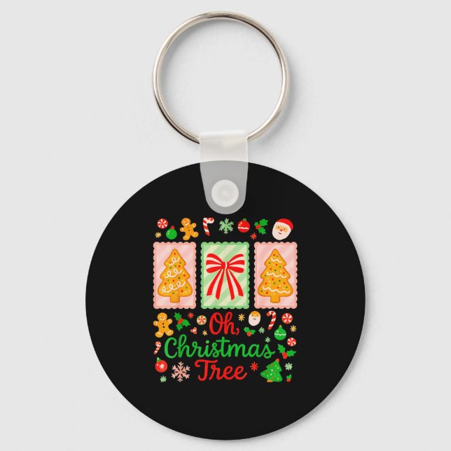 Groovy Oh Christmas Tree Cakes Debbie Becky Jen Ca Keychain (Front)